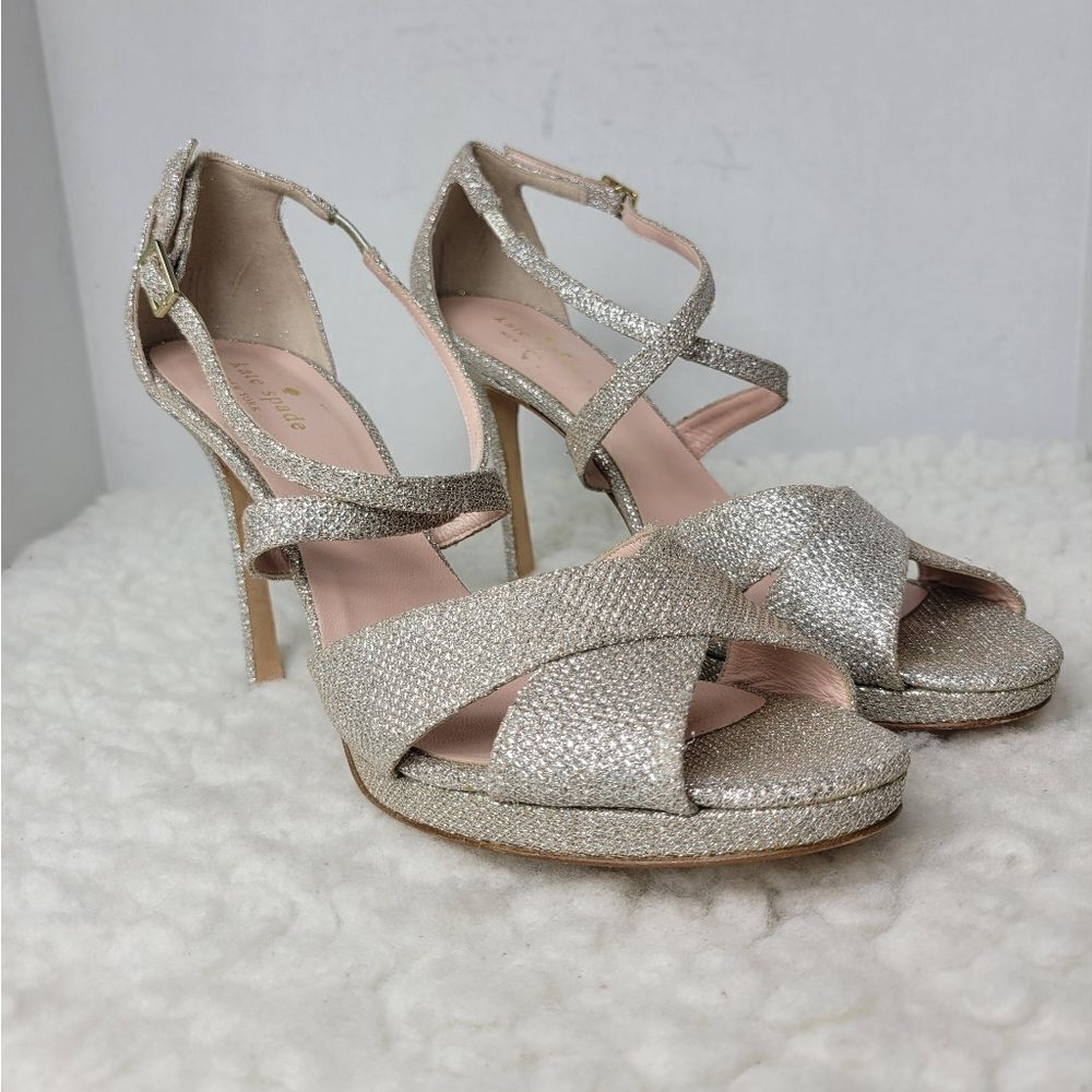 Kate Spade Womens Size 10 Glitter Pump Strappy Ankle Buckle Closure Heel Shoes